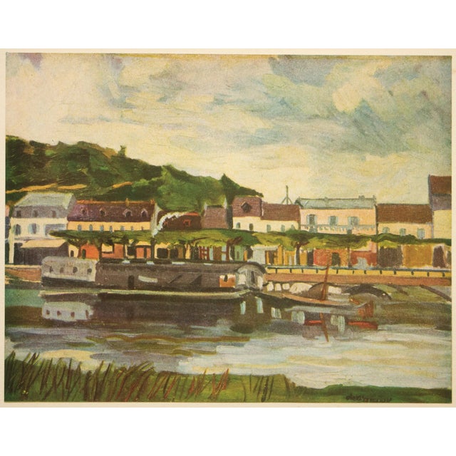 Celadon 1947 After M. Vlaminck "The Sganzin Dock at Bougival", First Edition Period Offset Lithograph For Sale - Image 8 of 8