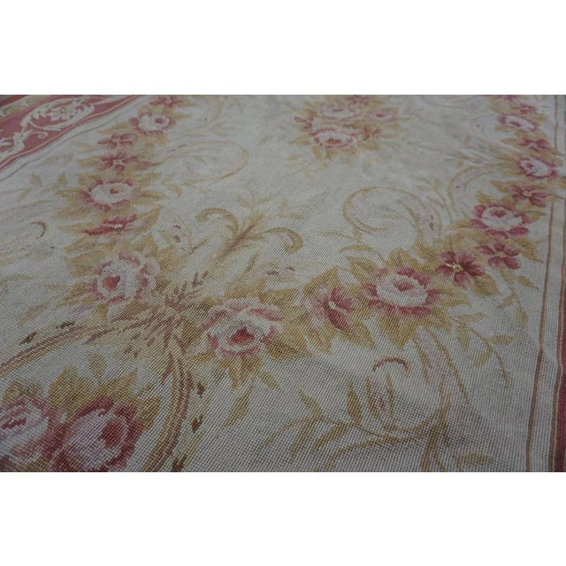 Special Tan Beige Color With Great Geometric Design Vintage Needlepoint Rug For Sale - Image 11 of 15