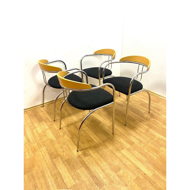 Vintage Dining Set with Chrome Tube Frame, 1970s, Set of 5 For Sale - Image 11 of 14