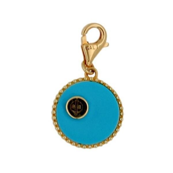 Diamond Flying Dove Bird Soaring Sky Peace Devotion Love Hope 18 Karat Yellow Gold Medallion Charm Teal Blue Turquoise...