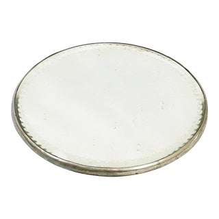 Art Deco Small Round Cut Pattern Beveled Edge Mirror For Sale