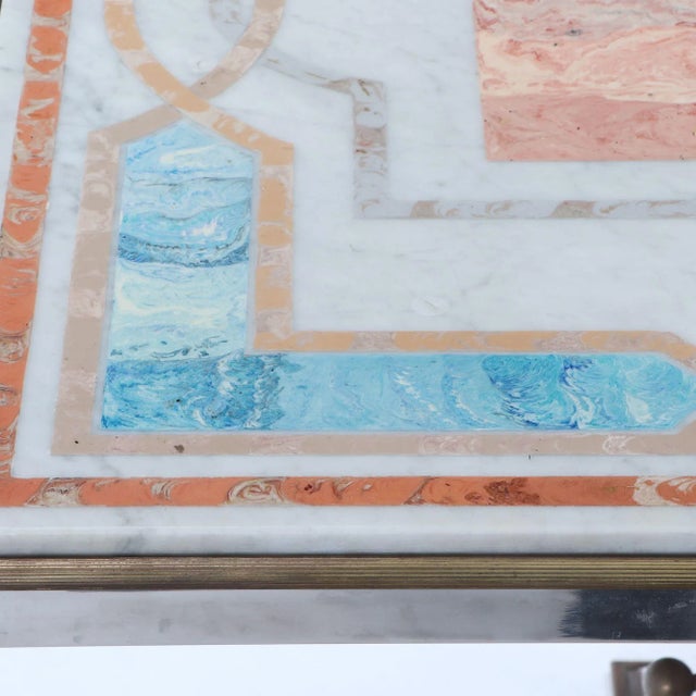 Mid-Century Modern Rare Marble Top Table on Chrome Base Signed Jean Charles for Maison Charles C 1970 For Sale - Image 3 of 9