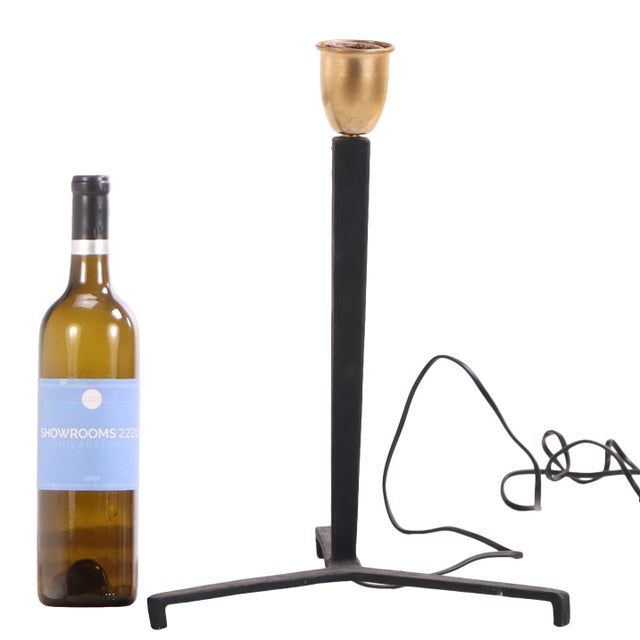 Mid-Century Modern Contemporary Style After Jean-Michel Frank Iron Tripod Table Lamps - a Pair For Sale - Image 3 of 6