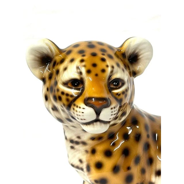 1970's Italian Ceramic Baby Leopard For Sale - Image 4 of 12