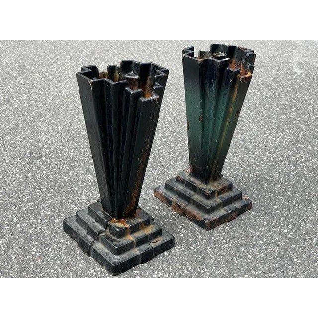 Art Deco Swedish Mortuary Vases in Cast Iron, 1923, Set of 2 For Sale - Image 3 of 9