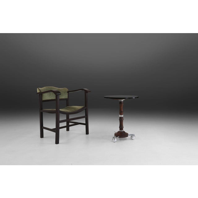 Art Deco Armchair in Black Lacquered Wood and Green Velvet, Belgium, 1930s For Sale - Image 12 of 13