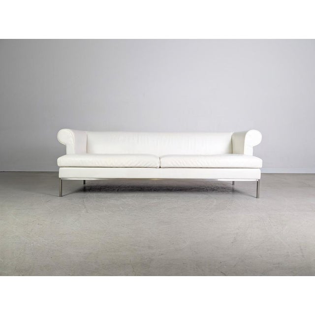 Postmodern Sofa in Cream Leather from Wittmann For Sale - Image 3 of 11