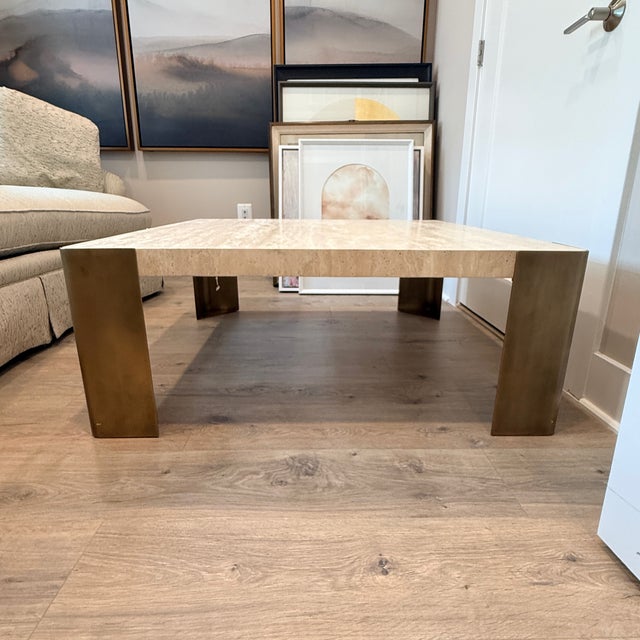2010s Uttermost Caress Travertine Coffee Table For Sale - Image 5 of 9