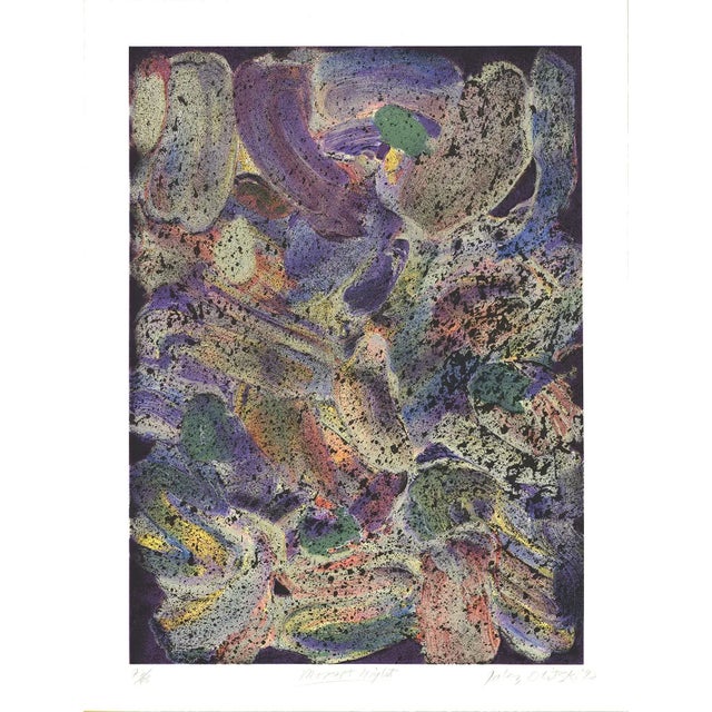 1992 Jules Olitski 'Mozart Night' Abstract Multicolor, Green, Purple, Yellow, Orange USA Serigraph For Sale