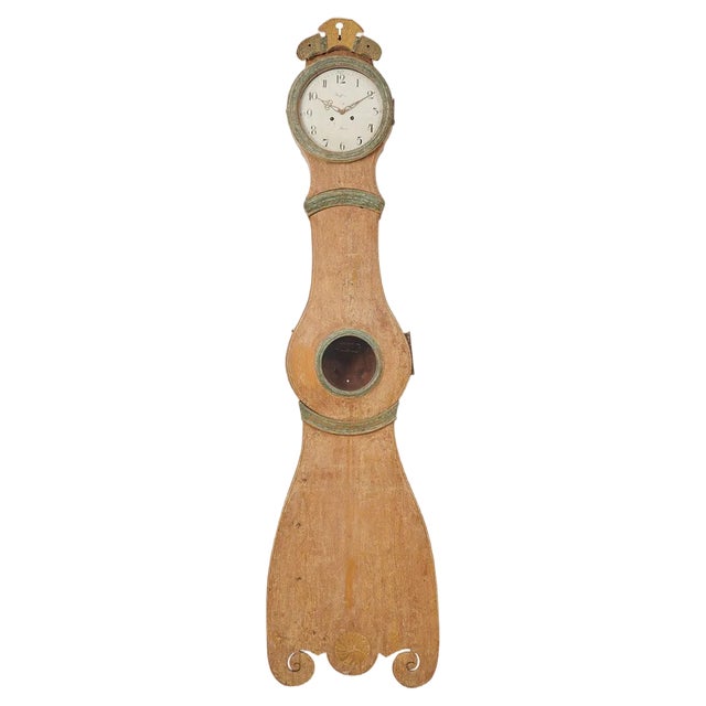 Antique Swedish Classic Rococo Shape Long Case Clock For Sale