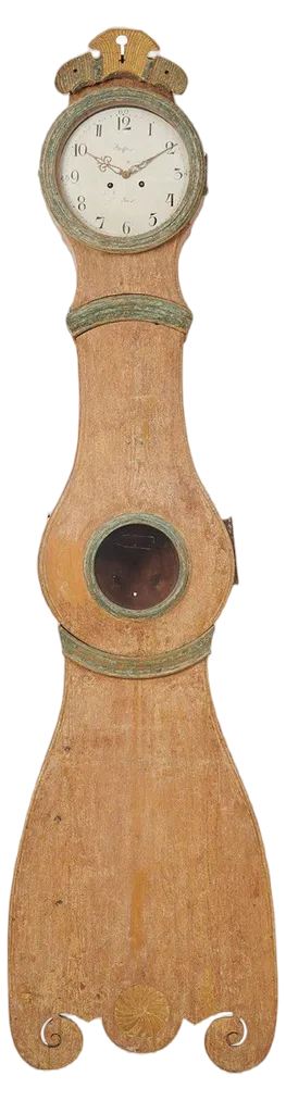 Antique Swedish Classic Rococo Shape Long Case Clock
