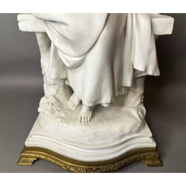 19th Century Antique Victorian Bisque Sculpture Statue of Joan of Arc Signed Luca Madrassi For Sale - Image 9 of 12