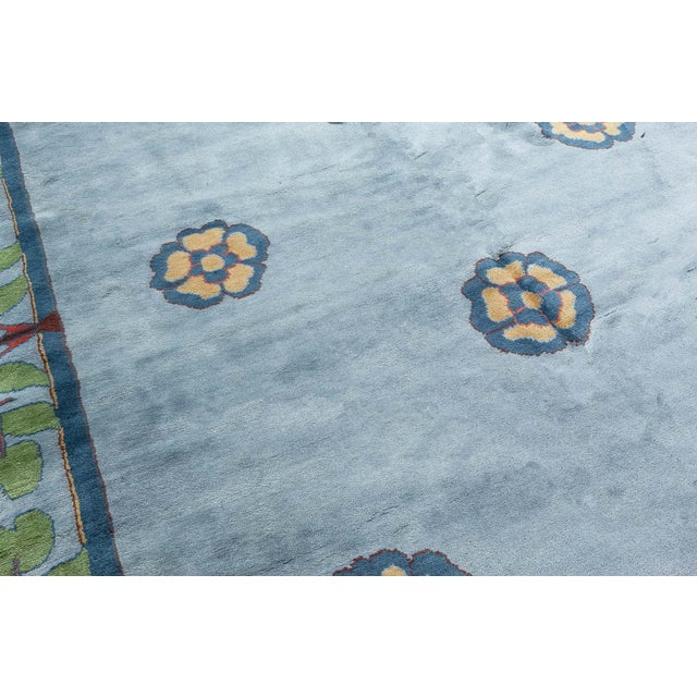 Early 21st Century Tranquil Blue Field With Rosettes Oversized Rug "Azurebloom" For Sale - Image 5 of 8