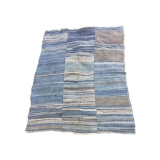 Variagated Indigo Dyed Rag Rug - 4' x 5' 1" For Sale