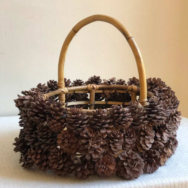 Rustic Adirondack Pine Cone Basket For Sale - Image 13 of 13