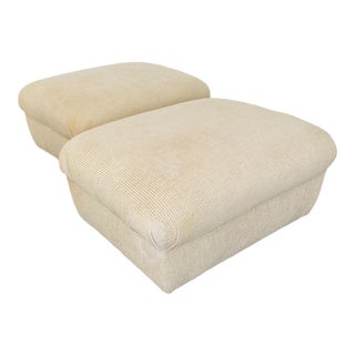 1970s Large Upholstered and Wheeled Ottomans - a Pair For Sale