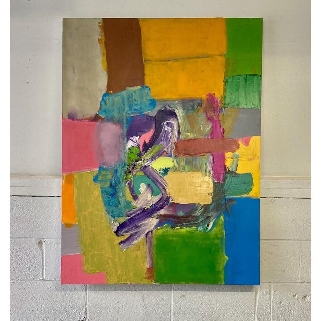 Textile Jay Friedman Large Signed Original Abstract Oil Painting For Sale - Image 7 of 9