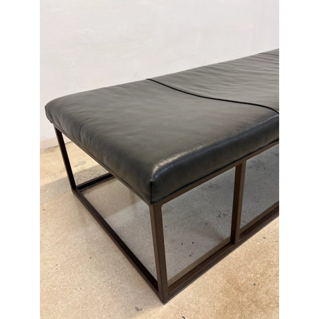 2010s Mitchell Gold + Bob Williams Carmen Leather Cocktail Ottoman or Museum Bench For Sale - Image 5 of 13
