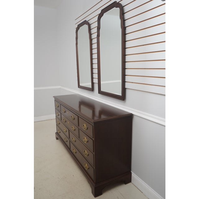 Age: Approx: 40 Years Old Details: Mahogany 18th C. Collection Beveled Glass Mirrors Bracket Feet Dovetailed Drawer...