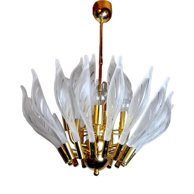 Vintage Floral Chandelier in Murano Glass from Venini, 1970 For Sale