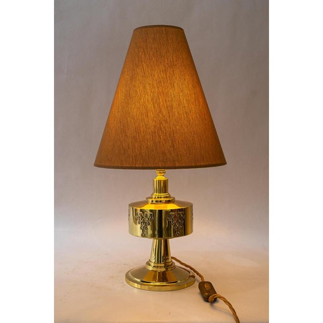 Large Art Deco Table Lamp with Fabric Shade, 1920 For Sale - Image 14 of 18