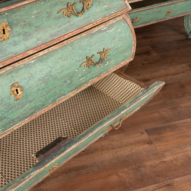 Pair, 18th Century Italian Large Green Painted Bombay Chest of Drawers Commodes For Sale - Image 15 of 18