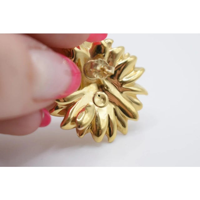 14k Gold Sunflower Earrings, A Pair For Sale - Image 11 of 13