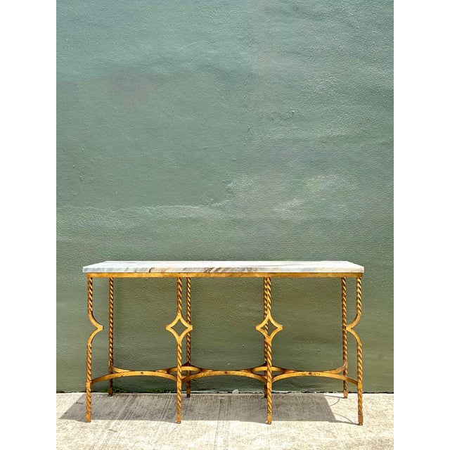 Vintage Twisted Iron and Marble Console Table For Sale - Image 17 of 18
