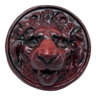 Late 20th Century Plaster Lion Wall Medallion For Sale