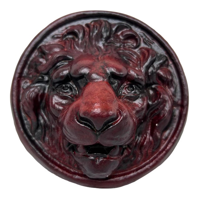 Late 20th Century Plaster Lion Wall Medallion For Sale