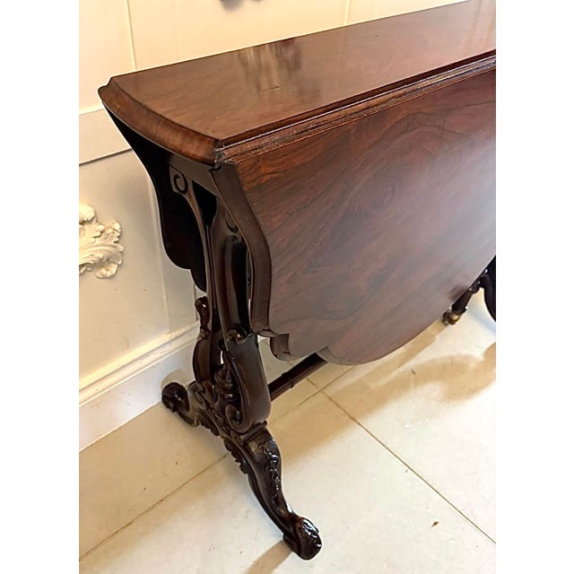 Antique Victorian Rosewood Drop Leaf Sutherland Occasional Table, 1850 For Sale - Image 9 of 17
