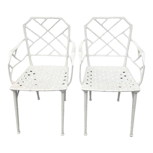 Pair of White Faux Bamboo “Calcutta” Chairs by Brown Jordan