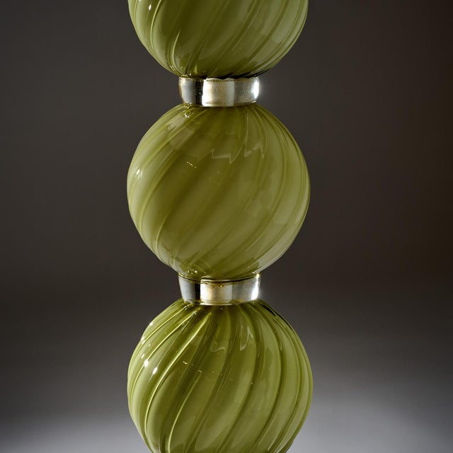 Venetian Glass, Classic Globe Lamps, Soft Green, Murano - a Pair For Sale In Austin - Image 6 of 9
