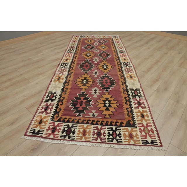 Rustic 1950s Southwestern Hand Knotted Kilim Rug For Sale - Image 3 of 13