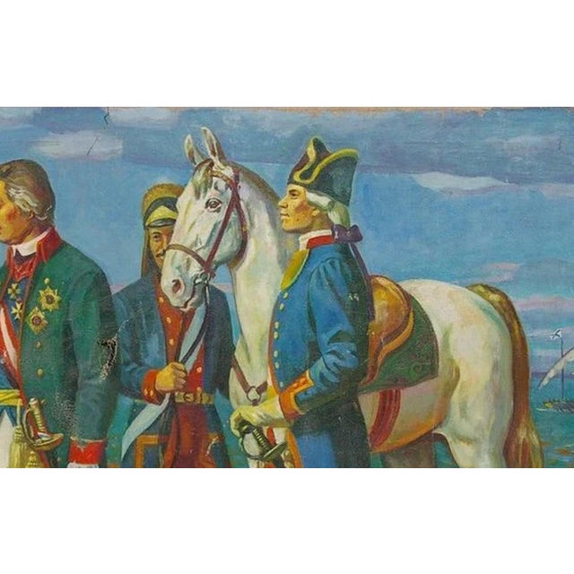 Campaign Civil War Napoleon Oil Painting, Antique Soviet Art, Ukrainian Artist 120-200 For Sale - Image 3 of 6