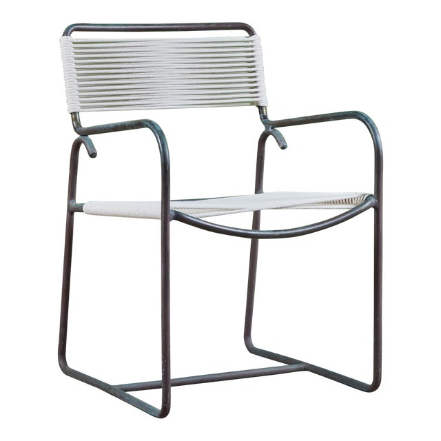 1950s Walter Lamb for Brown Jordan Bronze Patio Dining Armchair, Attributed For Sale
