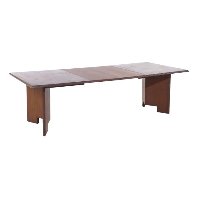 Frank Lloyd Wright for Heritage Henredon Mid Century Taliesin Mahogany Dining Table With 2 Leaves For Sale