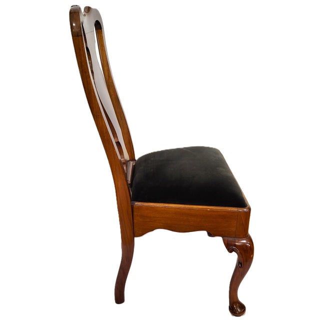 Wood Pair 19th C English Queen Anne Mahogany Splat Back Slip Seat Side Chairs For Sale - Image 7 of 15