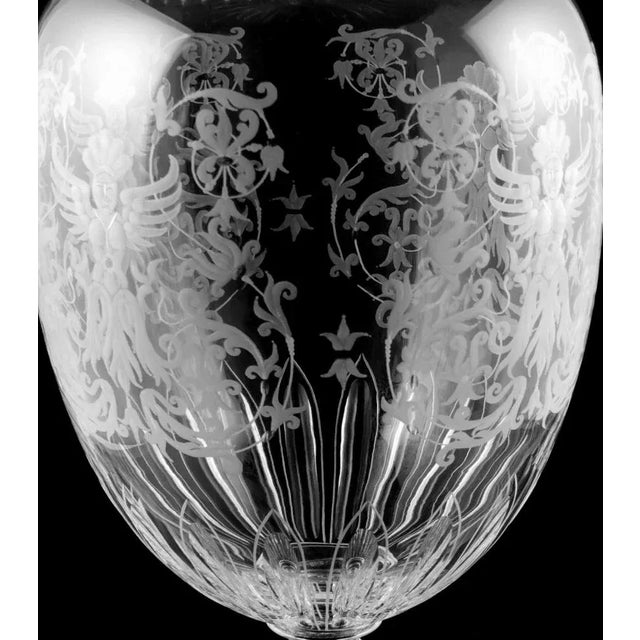 Large Italian Baroque Style Crystal Vase with Engravings, 1983 For Sale - Image 6 of 13