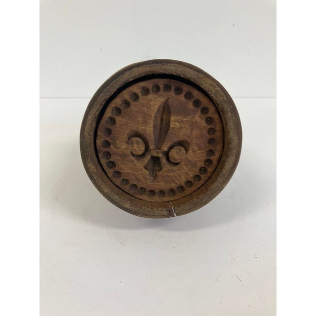 Wood Antique Wooden Butter Stamp With Fleur-De-Lis Design For Sale - Image 7 of 7