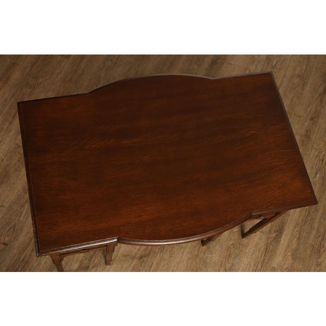 Antique Victorian Oak Partner's Writing Desk For Sale - Image 9 of 18