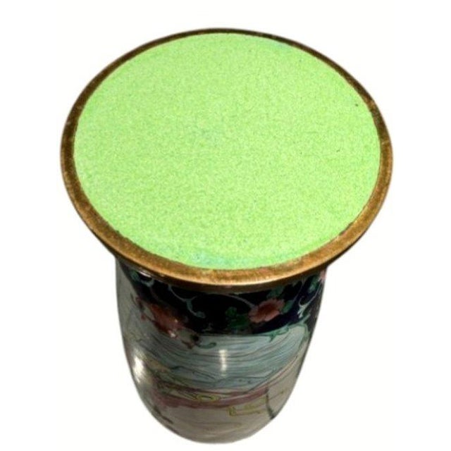 Metal Vintage Chinese Cloisonne Enamel Celestial Maiden Feitian Vase 12" Brass For Sale - Image 7 of 7
