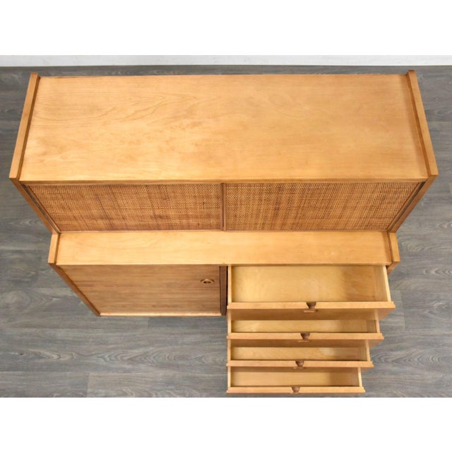 Wood 1960s Refinished Edmond Spence Maple and Cane Tall Dresser For Sale - Image 7 of 10