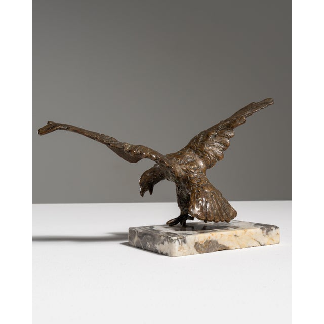 1900s French Bronze Eagle Sculpture on Marble Base For Sale - Image 11 of 15