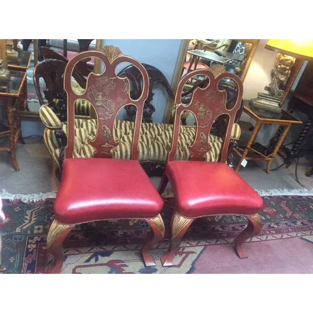 Chinoiserie Red Chinoiserie Dining Chair For Sale - Image 3 of 13