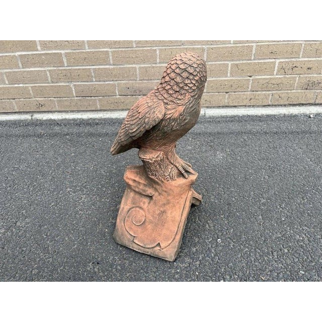 English Owl Garden Ornament in Aged Terracotta For Sale - Image 9 of 18