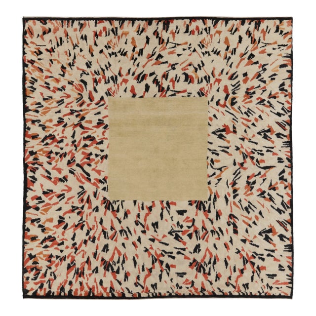 Contemporary Art Deco Style Oversized Square Wool Rug by Rug & Kilim India For Sale