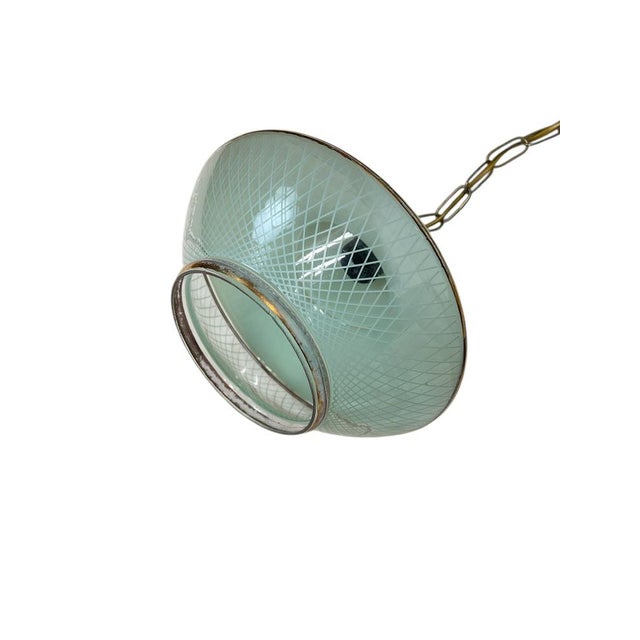 1950s French Green Glass Pendant Lamp, 1950s For Sale - Image 5 of 13