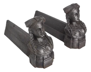 Napoleon III Wrought Iron Andirons with Female Busts, France, 1890s, Set of 2