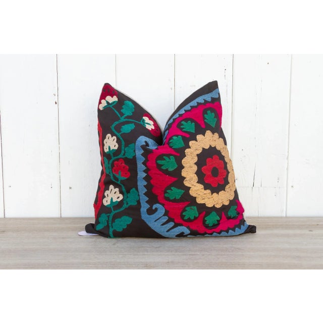 Modern Taara Vintage Suzani Square Pillow For Sale - Image 3 of 9